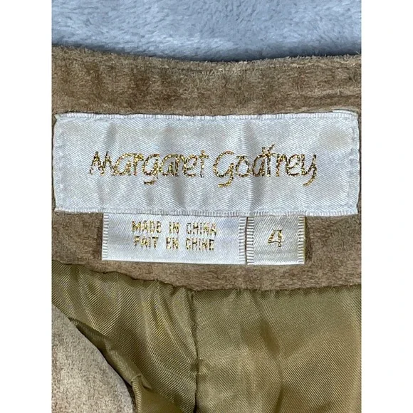 Margaret Godfrey Suede Leather Pants Womens Size 4 Tan Beige Vintage Straight - Picture 4 of 10